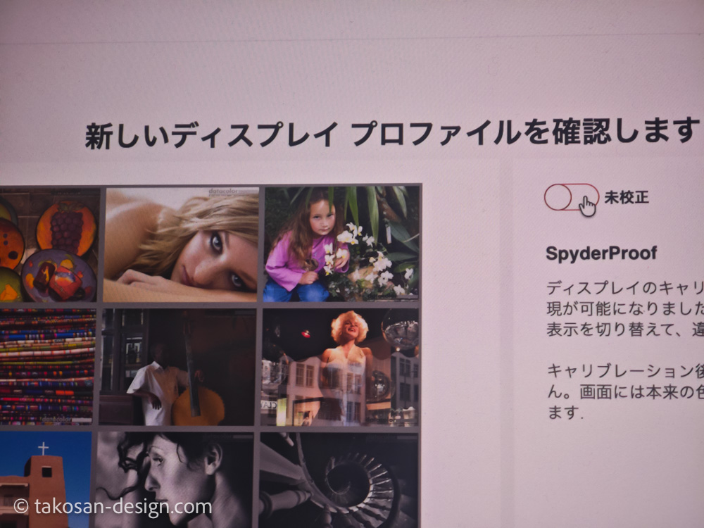 datacolor SpyderExpressを使用してキャリブレーションを行った結果。before